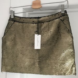 NEW! FAITH CONNEXION Gold Sequin Mini Skirt XS